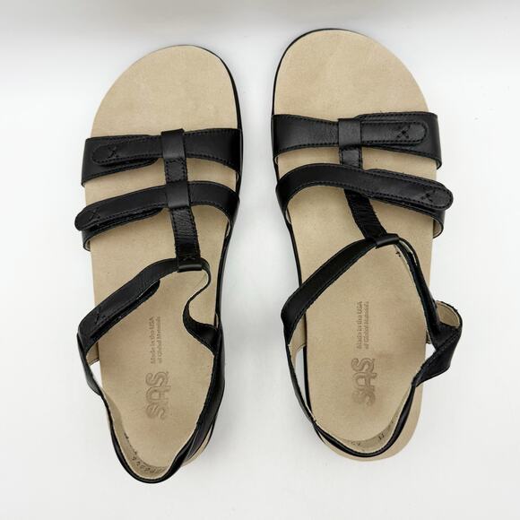 SAS Womens Sorrento Adjustable Comfort Sandal US 12 M Black Leather NIB - Picture 10 of 12